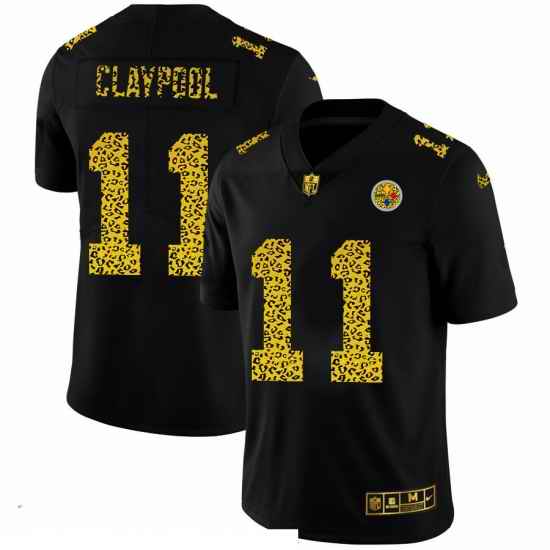 Men Pittsburgh Steelers 11 Chase Claypool Men Nike Leopard Print Fashion Vapor Limited NFL Jersey Black